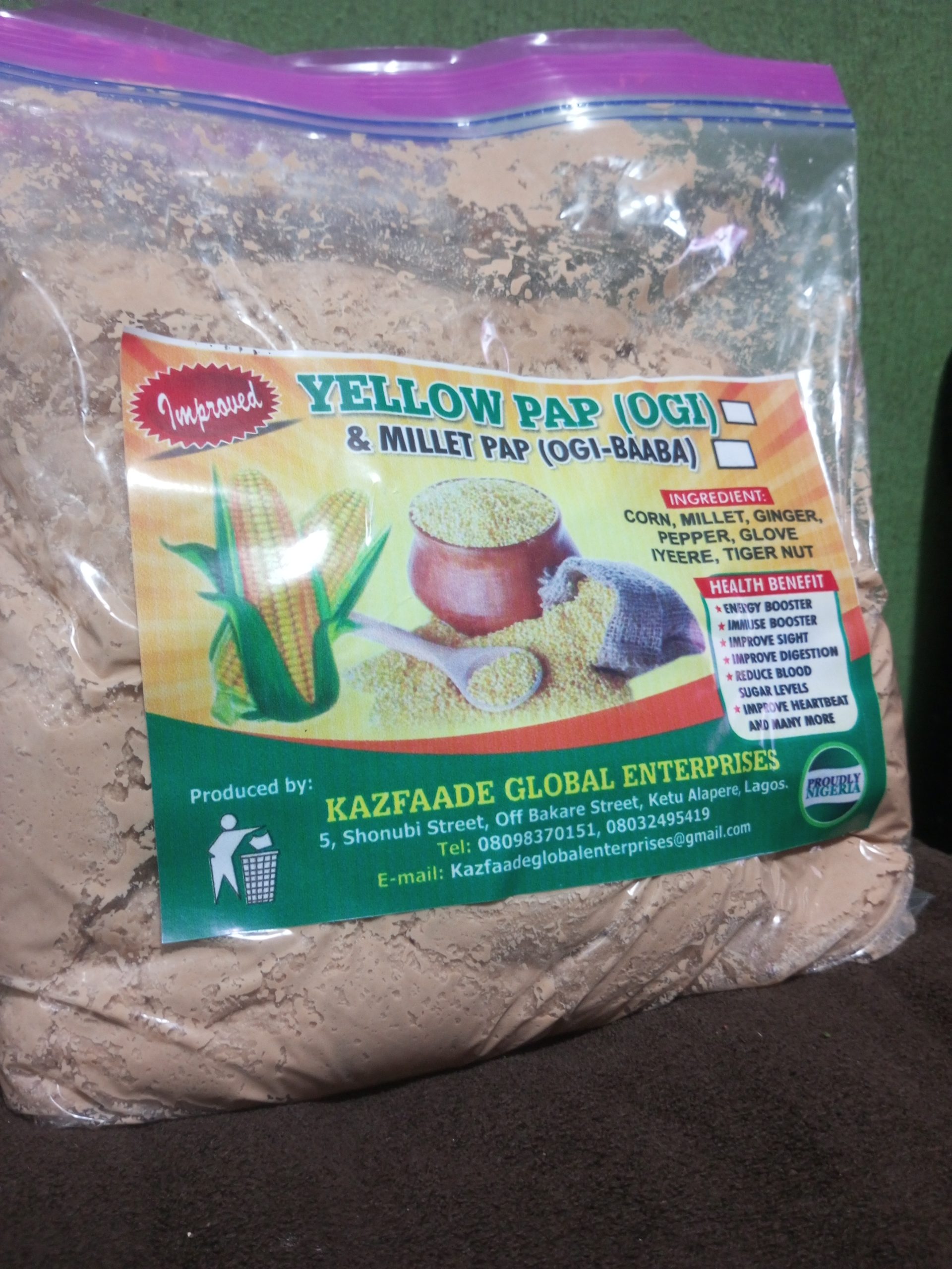 MILLET PAP(OGI Baba) with tigernut and Ginger 1/2 Paint